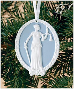Purchase your 1999 Lady Justice Supreme Court Ornament online at whitehousechristmasornament.com - Have a Merry Christmas and Happy Holidays