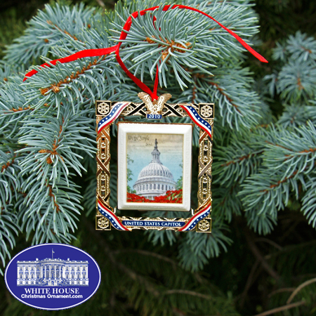 Purchase your 2010 US Capitol Marble Framed Dome Ornament online at whitehousechristmasornament.com - Have a Merry Christmas and Happy Holidays