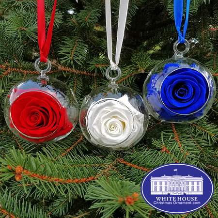 Red White and Blue Rose Garden Ornament Set