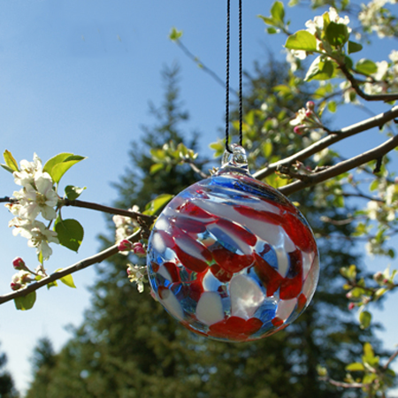 Patriotic Red, White, and Blue Glass Ornament