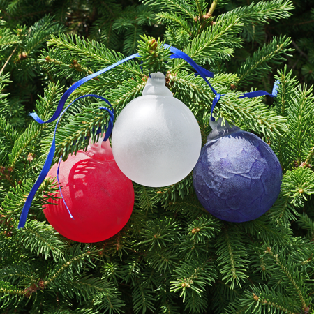 Red, White, and Blue Frosted Glass Ball Set