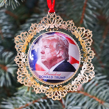 The White House Christmas Ornament with Donald Trump 4 Inch Wood Decoration Mad