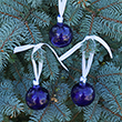 Three Air Force Blue Glass Ball Ornaments