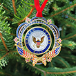 Navy Crossed American Flags Ornament