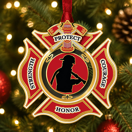 Firefighter Shield Holiday Ornament