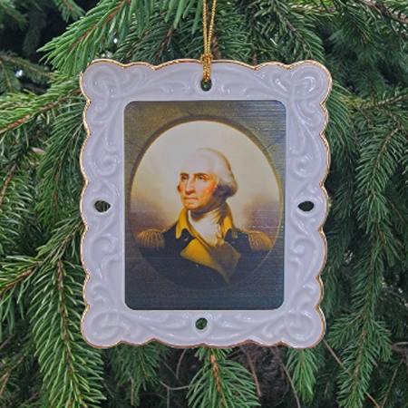 Washington Porthole Portrait Porcelain Gold Trim Ornament