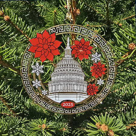 United States Capitol Poinsettias and Snowflakes Ornament 2025