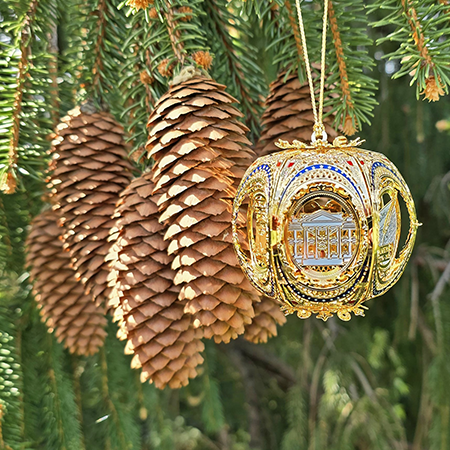 America 250 USA-Made Gold Finish Story Ball Ornament