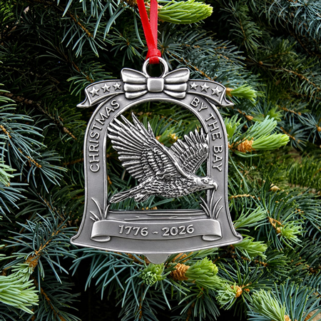 Christmas by the Bay America 250 Eagle Pewter Ornament