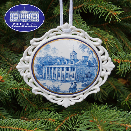 Mount Vernon East View Toile Ornament